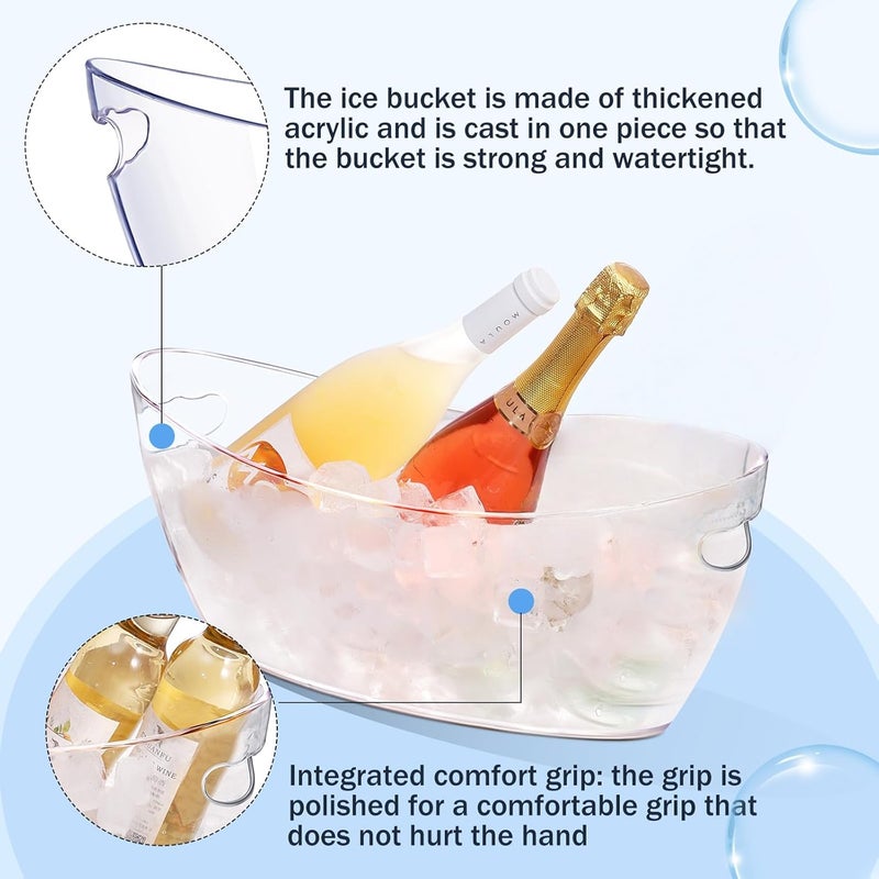 tchrules Ice Bucket 2 PCS, Thickened Ice Buckets for Parties, Mimosa Bar Supplies Beverage Tub for Champagne Beer Sparkling Wine Cocktails（5.5L) 16.5 * 7.3 * 6.8inch - Image 4